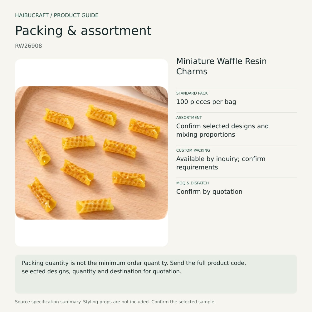 Miniature Waffle Resin Charms packing and assortment guide, product code RW26908 thumbnail