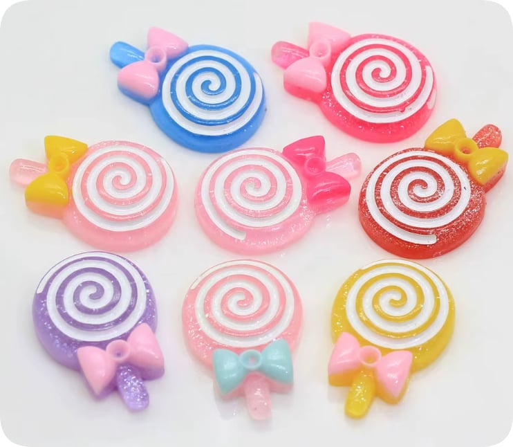 Glitter Swirl Lollipop Resin Charms supplied product reference, product code RW630