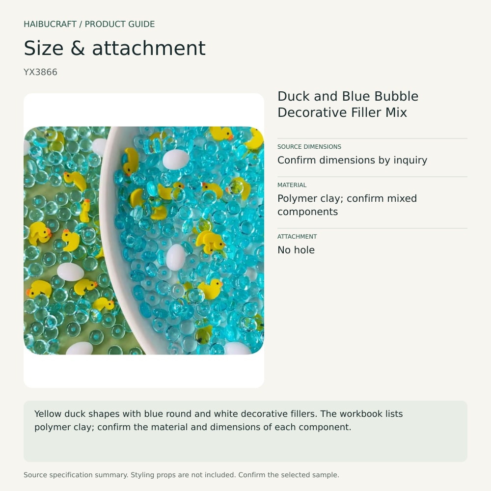 Duck and Blue Bubble Decorative Filler Mix size and material guide, product code YX3866 thumbnail
