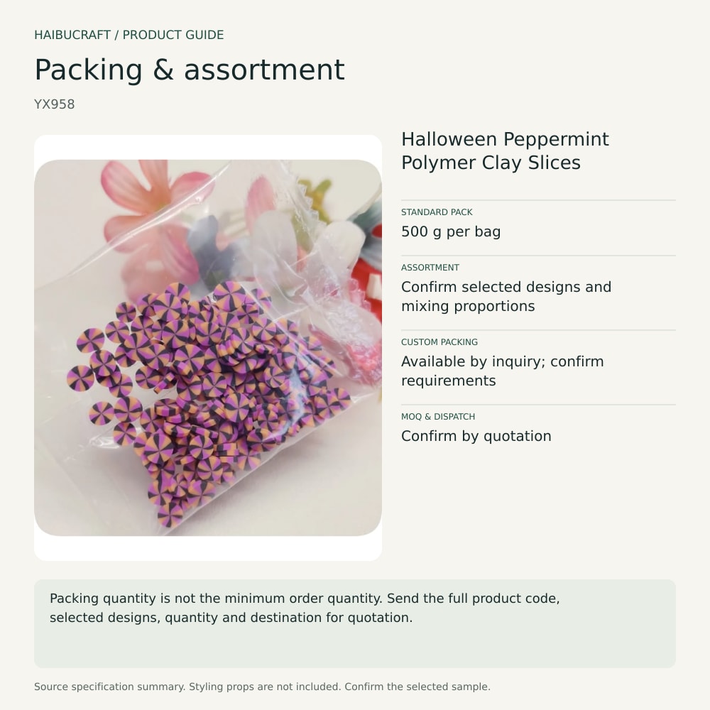 Halloween Peppermint Polymer Clay Slices packing and assortment guide, product code YX958 thumbnail