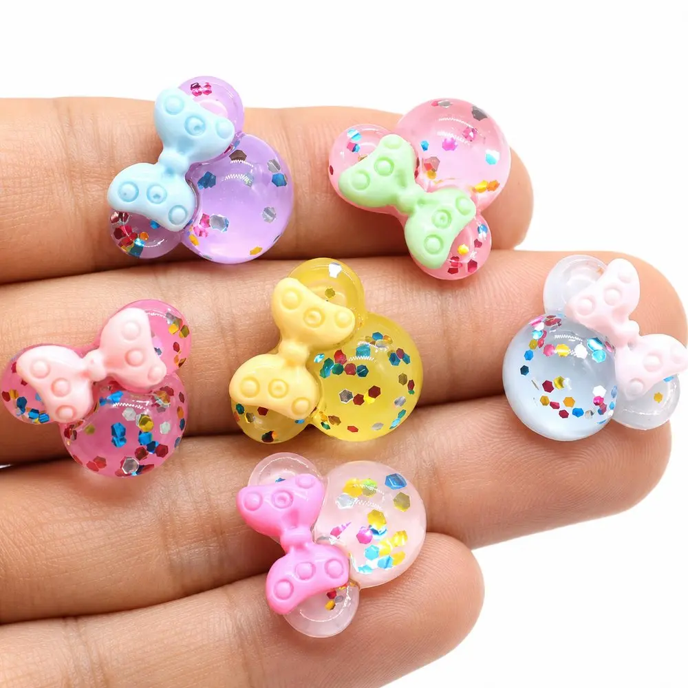 Glitter Bow Head Resin Charms wholesale, product code RW5806
