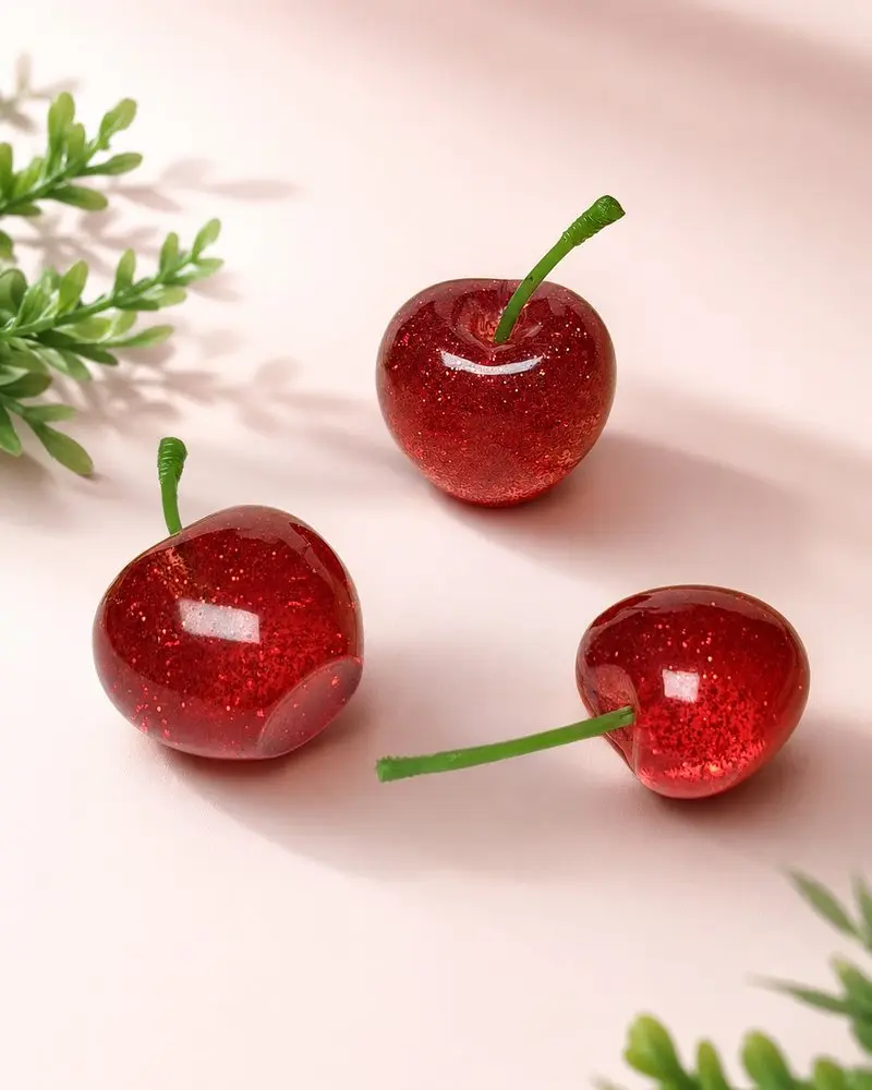 Glitter Cherry Resin Charms wholesale – item RW4252