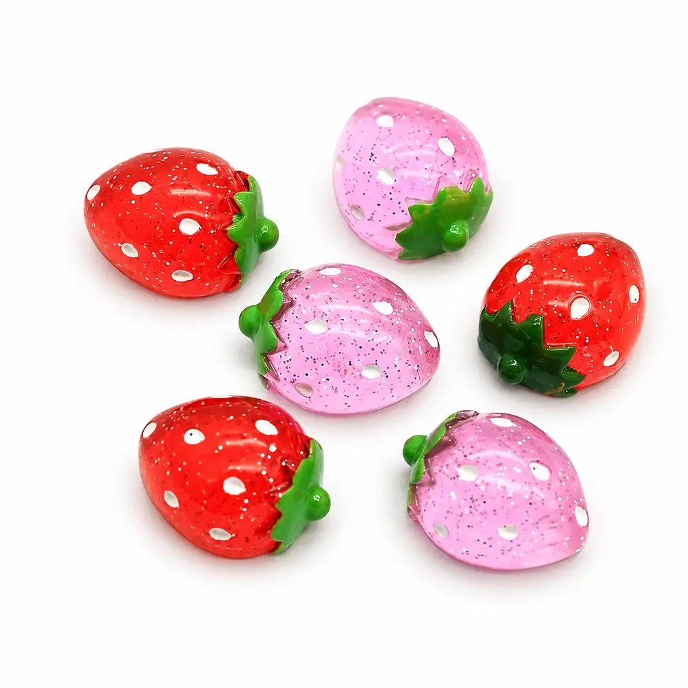 Pink Strawberry Flatback Charms wholesale – item RW22741